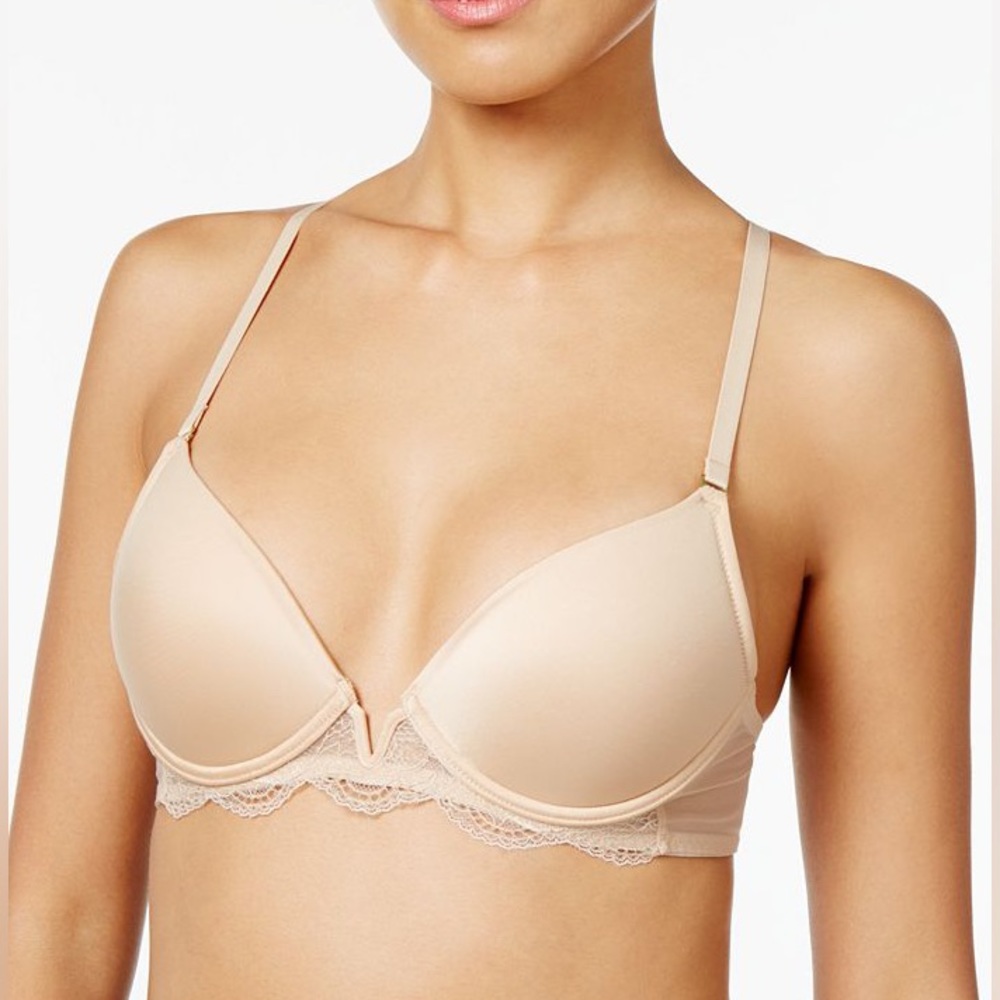 Natori Nude Plunge Lace Trim T-Shirt Bra